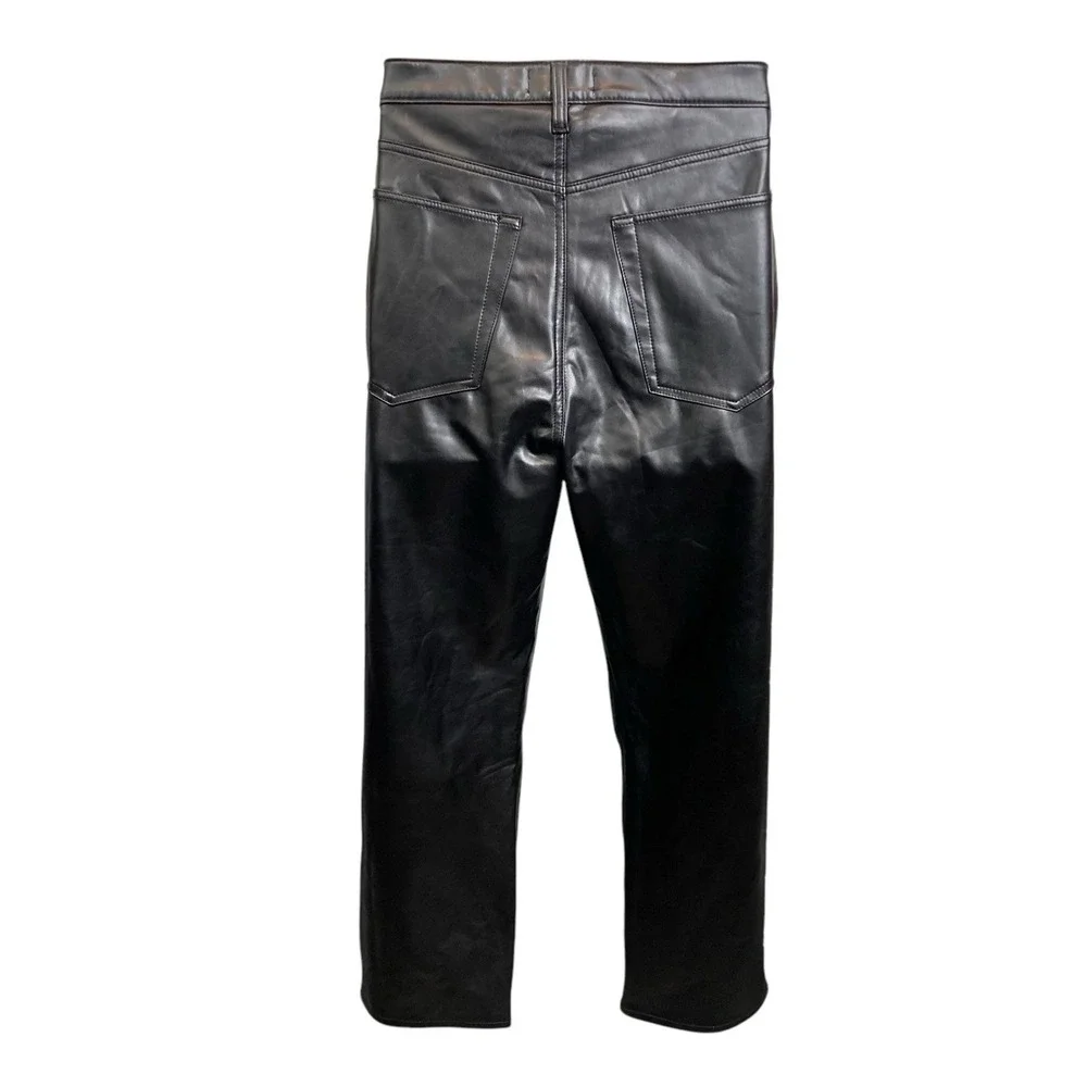 NWT Abercrombie & Fitch Straight Leg Vegan Leather Ultra‎ High Rise Jeans 34